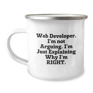 Funny Web Developer Gifts from Friends - Valentine's Unique Mugs for Web Developers with 'Web Developer I'm Not Arguing I'm Just Explaining Why I'm Right' Motto - Image 1