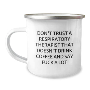 Funny Coffee Lover Gifts for Respiratory Therapist Friends, Camping Mugs for Christmas Unique Presents from Men to Women Coworkers - Image 1