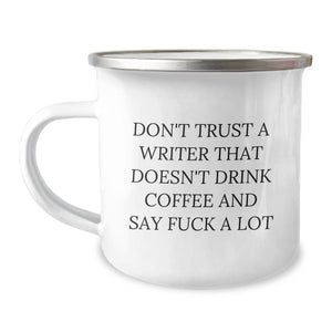 Funny Writer Gifts for Him, Coffee Loving Writers, Christmas Unique Presents from Friends to Family, Writer Camping Mug - Image 1