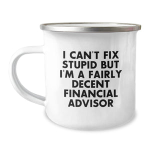 Funny Financial Advisor Camping Mug Gifts from Men to Women Colleagues at Christmas Time - Image 1