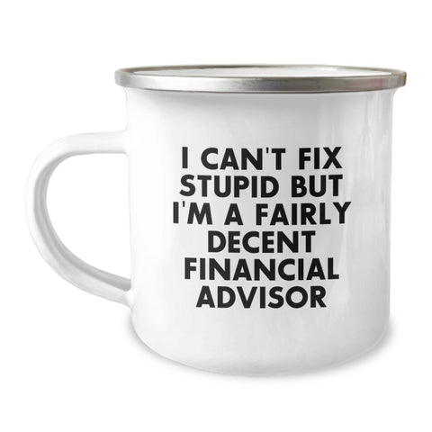 Image of Funny Financial Advisor Camping Mug Gifts from Men to Women Colleagues at Christmas Time - Image 1