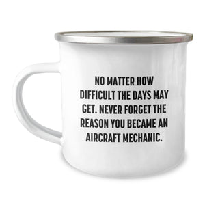 Funny Inspirational Gifts for Aircraft Mechanic Men Camping Mug - Christmas Unique Items from Friends - Never Forget Reason - Image 1