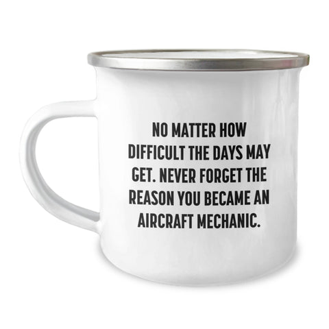 Image of Funny Inspirational Gifts for Aircraft Mechanic Men Camping Mug - Christmas Unique Items from Friends - Never Forget Reason - Image 1