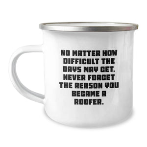 Funny Roofer Gifts from Family, Unique Camping Mug for Roofer on Mother's Day, Never Forget The Reason You Became A Roofer. - Image 1