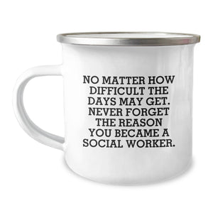 Social Worker Inspirational Gifts from Friends and Family to Men and Women Christmas Unique Mugs 'No Matter How Difficult The Days May Get. Never Forget The Reason You Became A Social Worker.' - Image 1