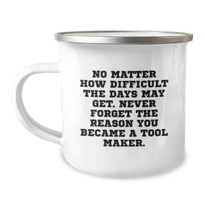 Funny Tool Maker Gifts from Family - Inspirational Christmas Unique Presents for Men - Camping Mug with Never Forget the Reason You Became a Tool Maker Quote - Image 1