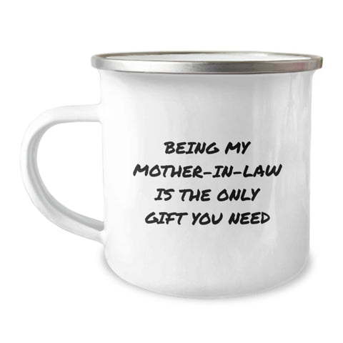 Image of Funny Mom-in-law Camping Mug Gifts from Family - Being My Mom-in-law Is The Only Gift You Need Christmas Unique Gifts for Mom-in-law - Image 1