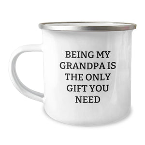 Funny Grandpa Gifts for Him, Unique Camping Mug for Outdoor Enthusiasts, Being My Grandpa Is The Only Gift You Need, Gifts from Family to Grandpa, Perfect for Christmas Morning - Image 1