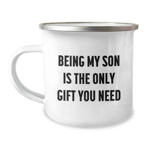 Gifts from Mom to Son Camping Mug - Funny Son Parenting Love Quote on Valentine's Unique Gifts - Image 1