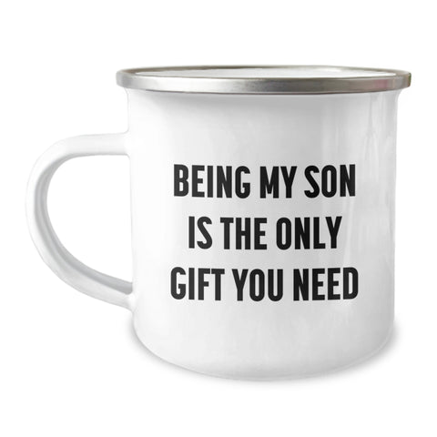 Image of Gifts from Mom to Son Camping Mug - Funny Son Parenting Love Quote on Valentine's Unique Gifts - Image 1