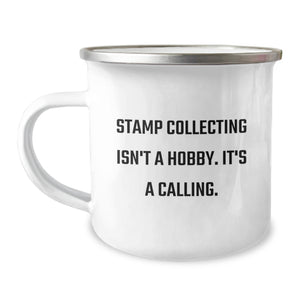 Funny Stamp Collecting Camping Mug Gifts for Men and Women from Stamp Enthusiasts - Valentine's Unique Presents for Stamp Collectors - Image 1