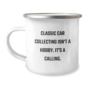 Classic Car Collecting Funny Gifts for Him, Unique Valentine's Unique Gifts from Men, Classic Car Collecting Camping Mug for Friends - Image 1