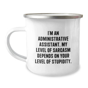 Funny Administrative Assistant Humor Gifts from Friends for Coworkers - I'm an Admin, Sarcasm Level Dependent Christmas Mug - Image 1