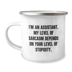Funny Sarcasm Assistant Gifts for Birthday, Gifts from Friends to Assistant, 12 oz Camping Mug - Image 1