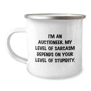 Auctioneer Humor Funny Camping Mug Gifts for Men from Friends on Birthday - Image 1