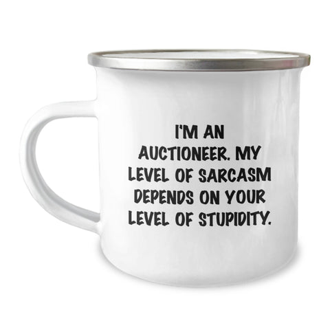 Image of Auctioneer Humor Funny Camping Mug Gifts for Men from Friends on Birthday - Image 1