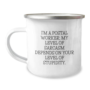Funny Postal Worker Camping Mug Gifts for Men from Friends and Family on Christmas - Image 1
