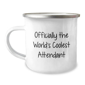 Funny Attendant Gifts from Friends, Valentine's Unique Mugs for Men and Women, Camping Mug with 'Officially The World's Coolest Attendant' Quote - Image 1