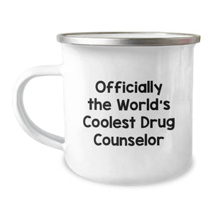 Funny Drug Counselor Gifts from Friends, Unique Camping Mug 'Officially The World's Coolest Drug Counselor', Perfect for Christmas Unique Gifts - Image 1