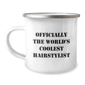 Funny Gifts from Men for Hairstylist World's Coolest Camping Mug, Mother's Day Unique Gifts, Funny Hairdresser Mug - Image 1