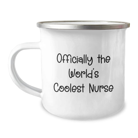 Image of Funny 'World's Coolest Nurse' Camping Mug Gifts for Nurse from Friends - Image 1