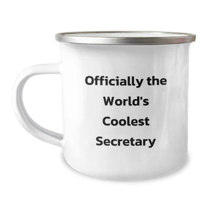 Funny Birthday Unique Gifts for Secretary - 'Officially The World's Coolest Secretary' Camping Mug, Secretary Appreciation Gifts from Men, Stainless Steel with Enamel Finish - Image 1