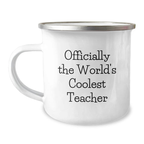 Image of Funny Teacher Gifts for Christmas, Officially The World's Coolest Teacher Camping Mug, Unique Teacher Presents from Friends or Family - Image 1