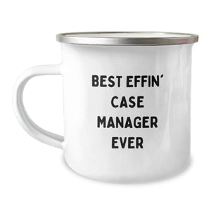Funny Case Manager Gifts for Birthday - 'Best Effin' Case Manager Ever' Stainless Steel Camping Mug, 12 oz Capacity, Enamel Finish, Gifts from Family, Friends, or Coworkers - Image 1