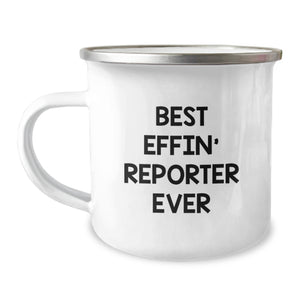Funny Reporter Camping Mug Gifts for Men from Friends - Birthday Unique Gifts for the Best Effin' Reporter Ever - Image 1