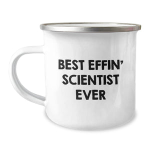 Funny Scientist Gifts for Him - Best Effin' Scientist Ever Camping Mug, Birthday Unique Gifts from Friends, 12 oz Stainless Steel with Enamel Finish - Image 1