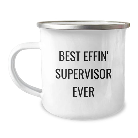 Image of Funny Gifts from Friends for Supervisor - Best Effin' Supervisor Ever Camping Mug for Valentine's - Image 1