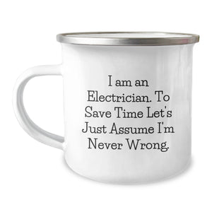 Electrician Funny Quote Camping Mug Gifts from Friends to Electrician Birthday - Image 1