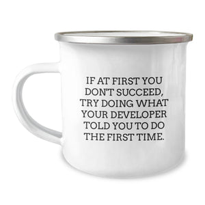 Funny Developer Gifts from Men, Unique Birthday Unique Gifts for Developer, Camping Mug with Inspirational Quote - Image 1