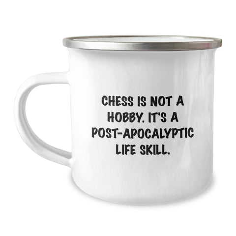 Image of Funny Chess Gifts, Post-apocalyptic Life Skill Camping Mug for Birthday Unique Gifts, Gifts from Friends, for Chess Enthusiasts, Stainless Steel, 12 oz - Image 1