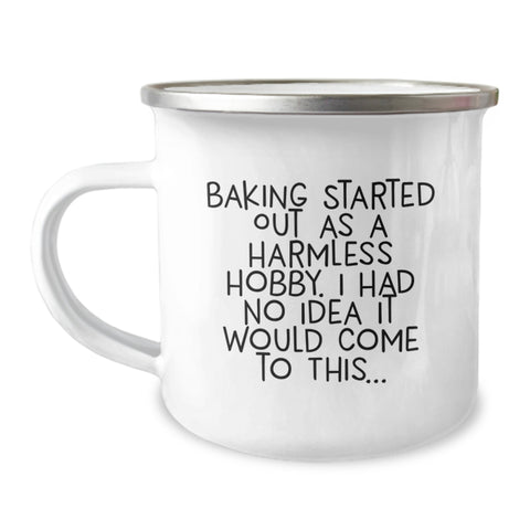 Image of Baking Gifts for Friends and Family, Funny Quote, 12 oz Camping Mug, Birthday Unique Gifts from Men to Women - Image 1
