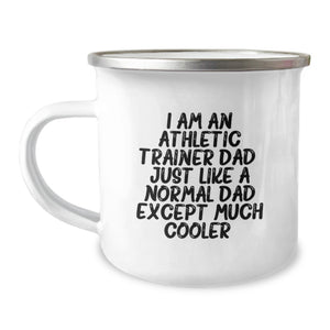 Funny Athletic Trainer Gifts for Dad Birthday Unique Presents from Men to Men - 'I Am An Athletic Trainer Dad' Camping Mug, Stainless Steel with Enamel Finish - Image 1