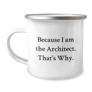 Gifts from Family for Architect Wife Mother's Day Camping Mug - Funny Quote 'Because I Am The Architect. That's Why.' - Image 1