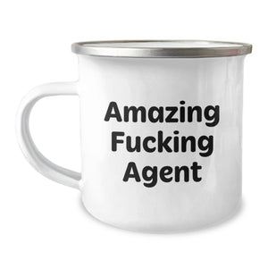 Funny Agent Graduation Gifts | Gifts from Friends for Agent Camping Mug, 'Amazing F--king Agent' Quote, Stainless Steel Enamel Finish, 12 oz Capacity - Image 1