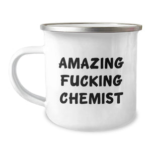 Funny Chemist Gifts from Friends for Men Graduation Unique Camping Mug - 'Amazing F--king Chemist' Quote - Image 1