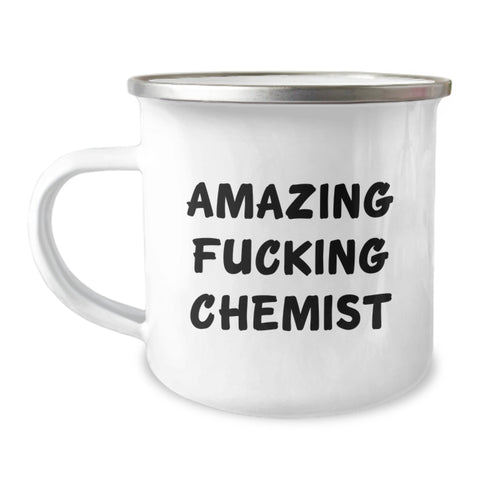 Image of Funny Chemist Gifts from Friends for Men Graduation Unique Camping Mug - 'Amazing F--king Chemist' Quote - Image 1