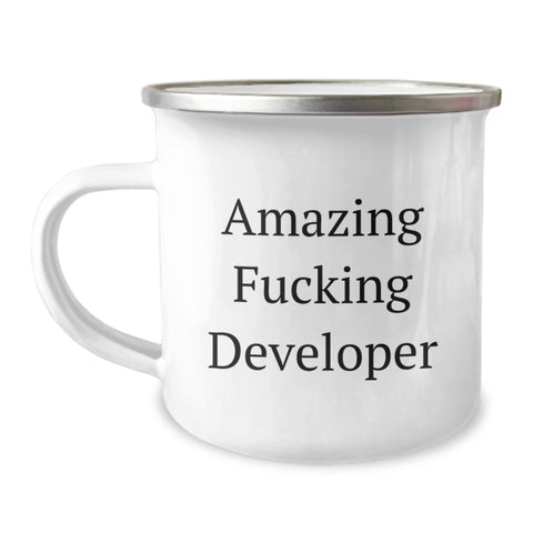 Image of Funny Developer Gifts for Graduation, Amazing F--king Developer Camping Mug, Ideal Gift from Friends for Developer - Image 1