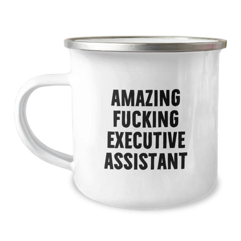 Image of Funny Executive Assistant Gifts for Him, Camping Mug with 'Amazing F--king Executive Assistant' Quote, Unique Graduation Gift from Friends, Coworkers, or Family - Image 1