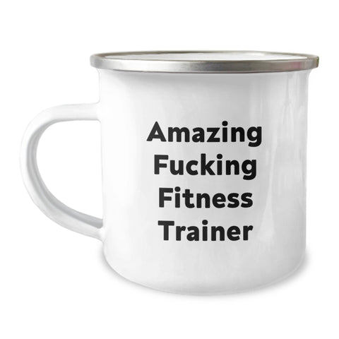 Image of Funny Fitness Trainer Gifts for Men from Family - Amazing 'F--king Fitness Trainer' Camping Mug - Image 1