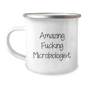 Funny Microbiologist Gifts, Gifts for Microbiologists from Friends and Family, 'Amazing F--king Microbiologist' Camping Mug - Image 1
