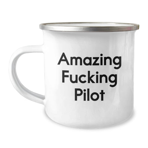 Image of Funny Pilot Gifts for Men from Friends and Family - Amazing F--king Pilot Camping Mug, Perfect for Graduation, Pilot Lover, Travel, Hiking - 12 oz Stainless Steel with Enamel Finish - Image 1