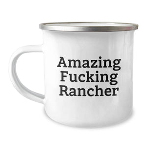Funny Rancher Gifts from Friends - Great Camping Mug for Rancher Men Graduation Unique - Image 1