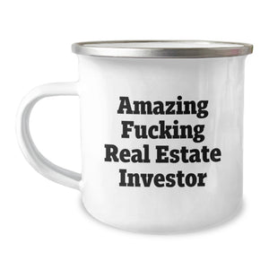 Funny Real Estate Investor Gifts for Men - 'Amazing F--king Real Estate Investor' Stainless Steel Camping Mug, Perfect Graduation Unique Gifts from Friends, Family and Coworkers - Image 1