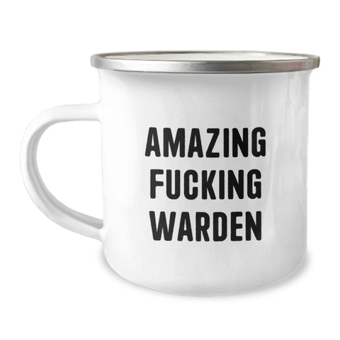 Image of Funny Warden Gifts for Men, Funny Camping Mug, Funny Graduation Unique Gifts, Gifts from Friends, 'Amazing F--king Warden' Printed Mug, Stainless Steel - Image 1