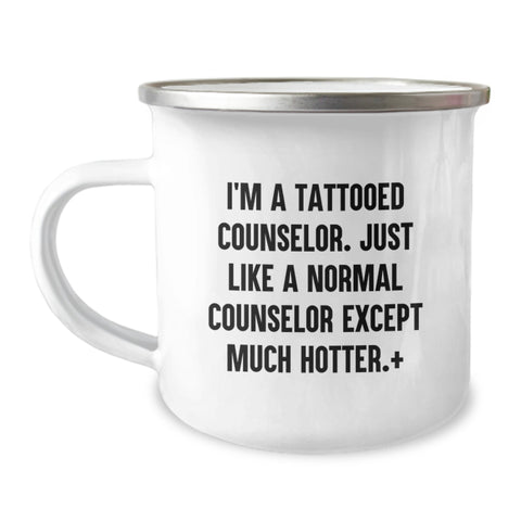 Image of Funny Counselor Gifts from Friends for Men - 'I'm A Tattooed Counselor' Camping Mug, Graduation Unique Gifts - Image 1
