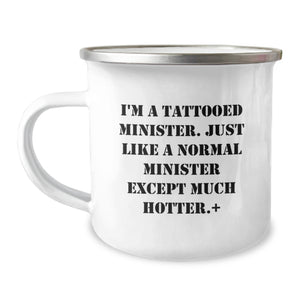 Funny Minister Gifts, I'm A Tattooed Minister Camping Mug, Birthday Unique Presents from Friends, To Minister - Image 1